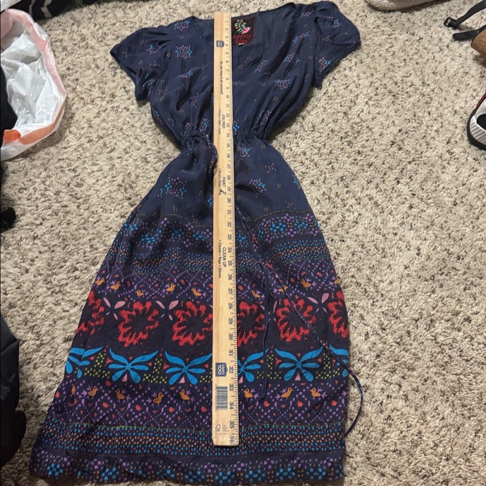 Johnny Was Womens Silk Paisley Print Drawstring Waist Midi Dress Size S - Picture 8 of 8